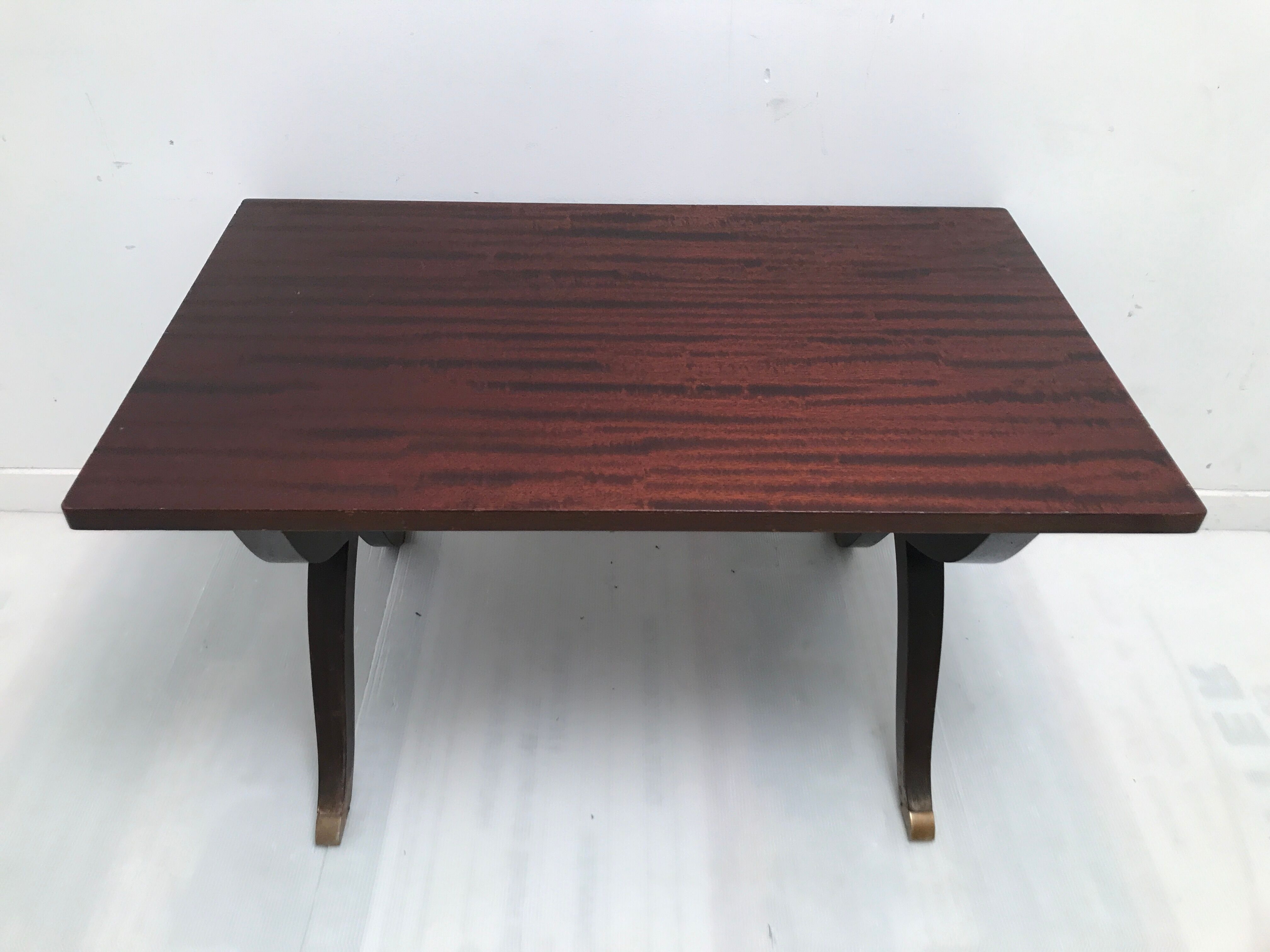 Empire style coffee table in wood veneer and brass