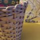 Woven wicker bottle basket. Flower Power. Very good condition.