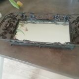 Wrought iron tray with mirror