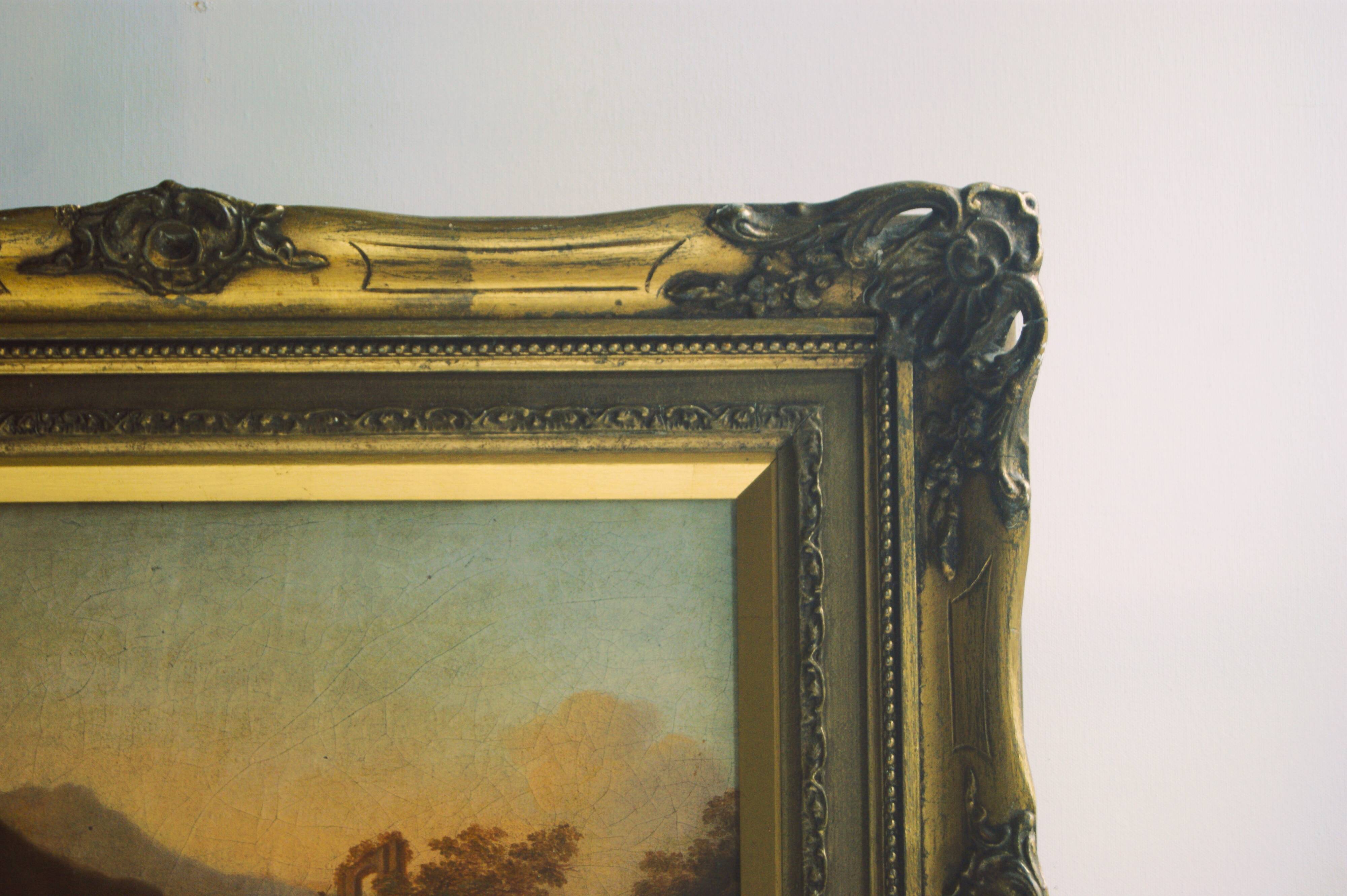 Antique Landscape Painting- early 19th-century - Italian landscape with pastoral scenery.