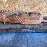 Sculpture African Mask Handcrafted Carved Wood Vintage #D882