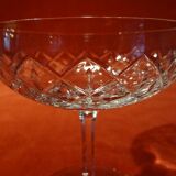 Set of 9 engraved crystal champagne glasses