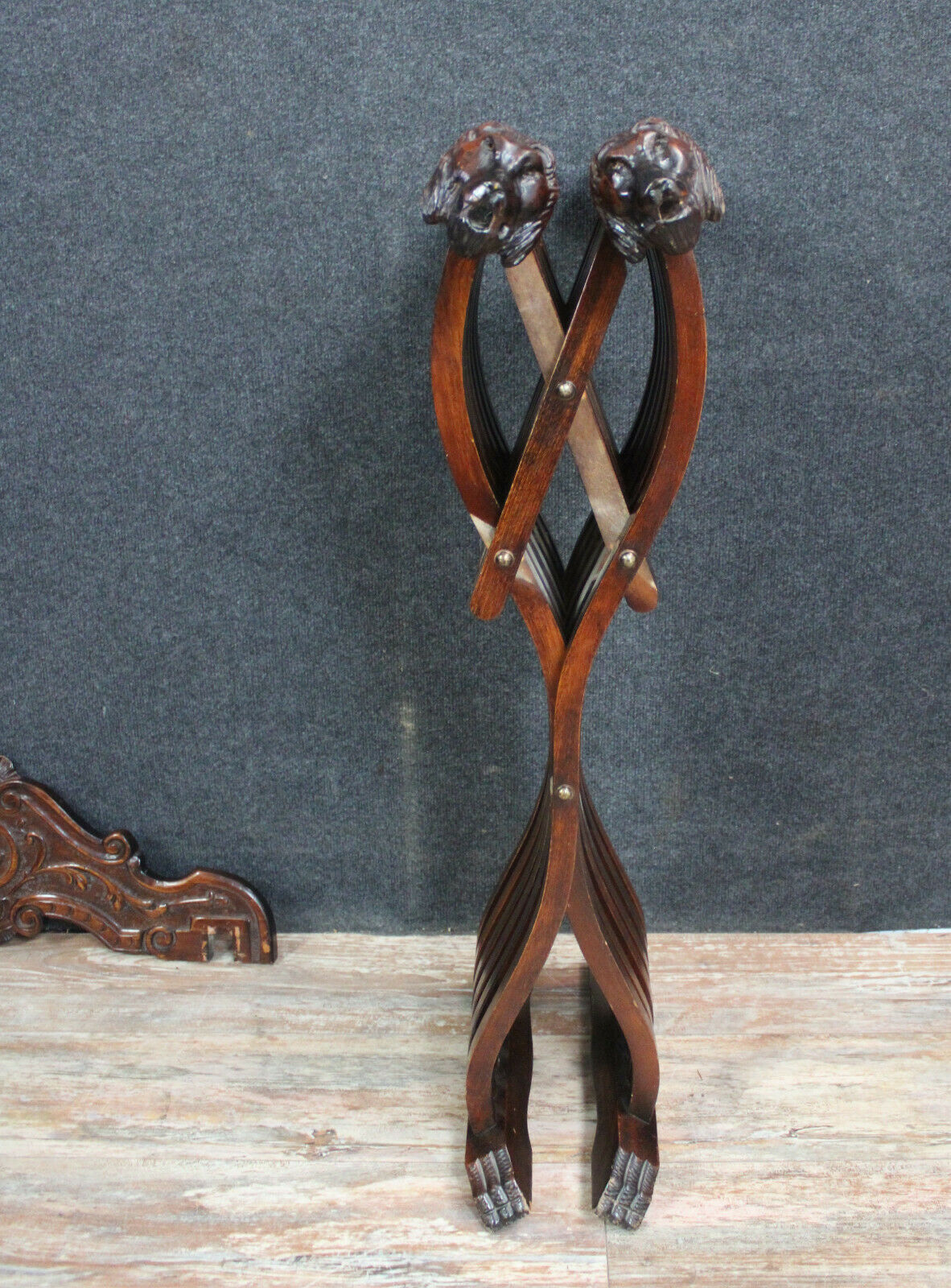 Curule or Dagobert renaissance armchair in walnut