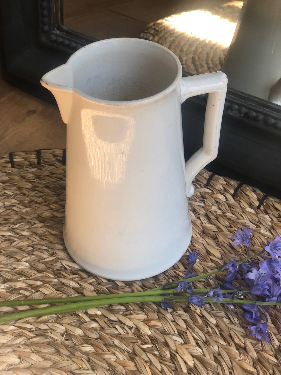 Old Digoin and Sarreguemines shabby white jug