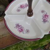 Servant 3 compartments in flowered porcelain