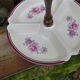 Serviteur 3 compartiments  en porcelaine fleurie
