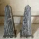 pair of obelisk bookends in grey/brown marble Art Deco style