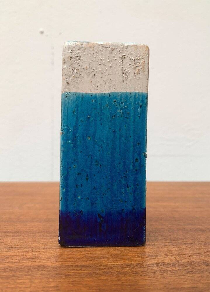 Mid-century Italian blue and white minimalist vase by Bitossi, 1960s.