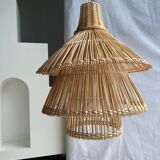 Rattan pendant lamp or light in the shape of an Asian lantern