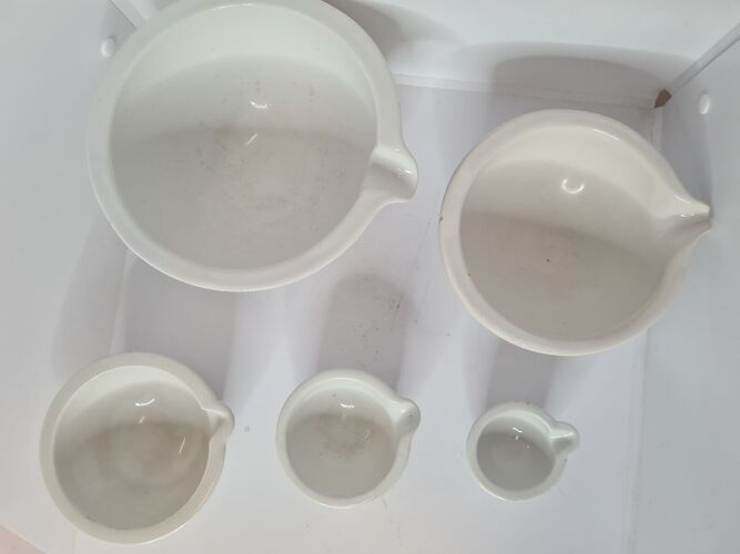 5 porcelain medicine mortars