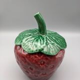 Condiment jar mustard jam in the shape of strawberry