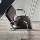Vintage strafor brown leather armchair with casters