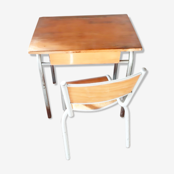 Bureau et chaise de maternelle des années 50