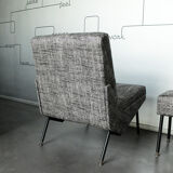 Armchair and ottoman designed by Paul Geoffroy, Airborne, France, 1960