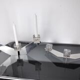 Pair of Peill & Putzler candlesticks, glass and metal, Germany, 1970