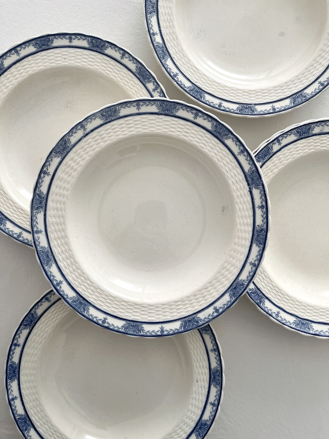 6 antique deep plates English ironstone Mintons Greenore