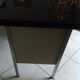 Industrial metal desk from the 70s with three drawers and glass top