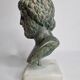 Bust of Esculape in patinated plaster on marble base, 21 cm