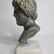 Buste d'Esculape en plâtre patiné sur socle en marbre, 21 cm