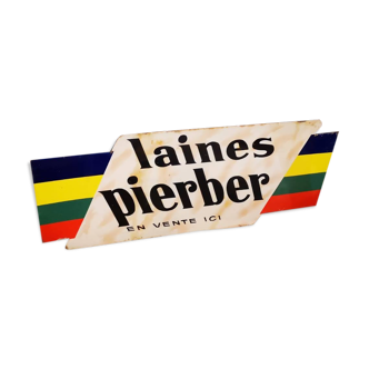 Old enamelled plate Laines Pierber. Double-sided.