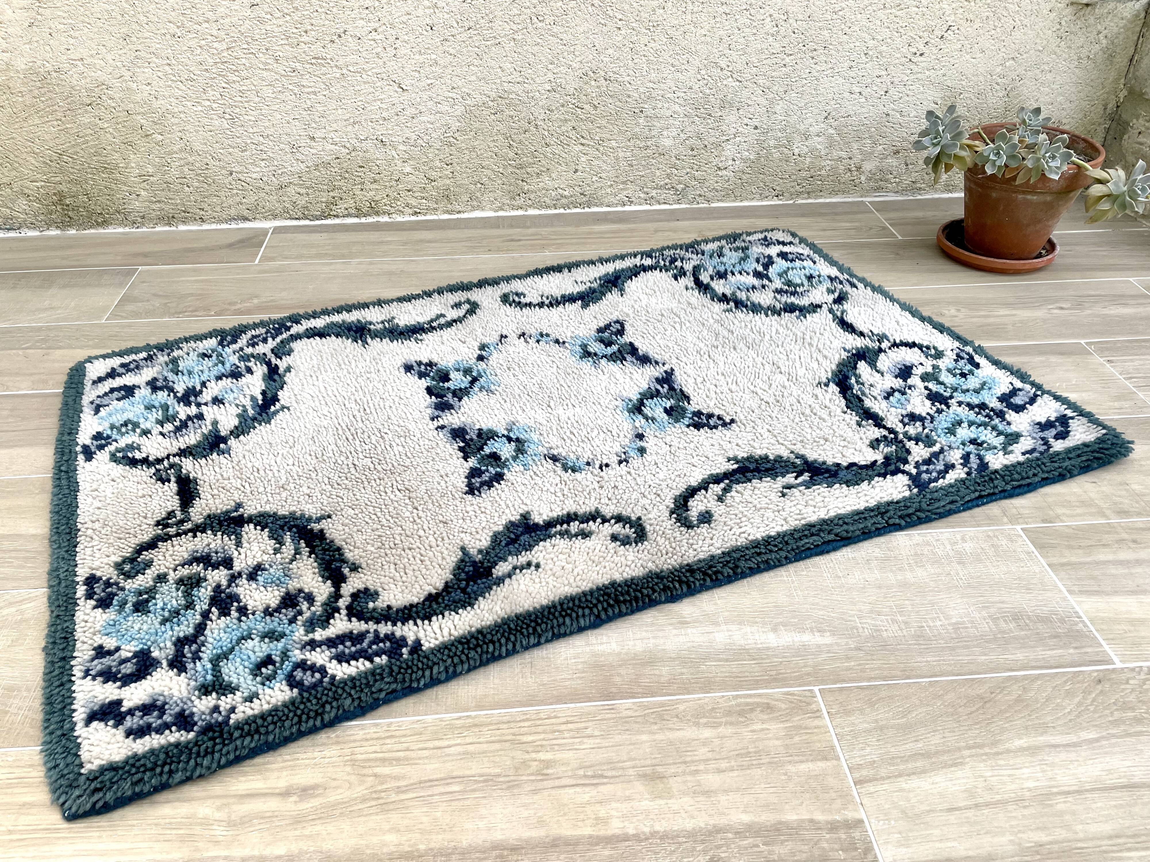 Bohemian pure wool blue rug 125x78cm