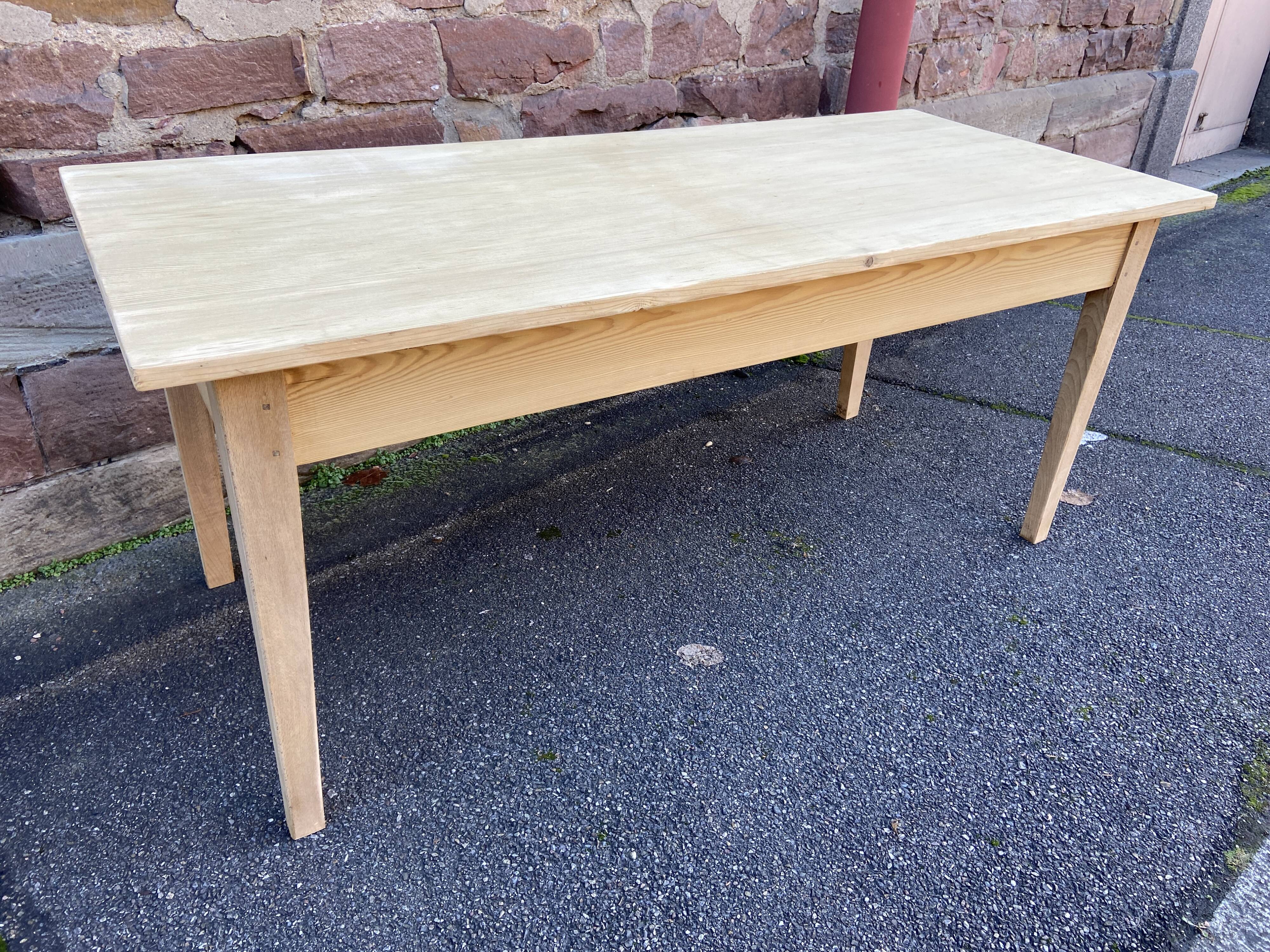 large farm table 175 cm in fir 1900 brewery raw natural wood