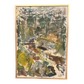 Huile sur toile originale – “Forêt” par Rune Persson – Signée – Vintage et encadrée