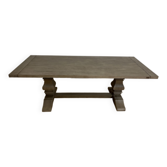 Table à manger monastère en bois, couleur grise, 10 couverts