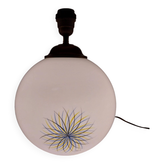 Hand-painted opaline ball lamp signed 1970s