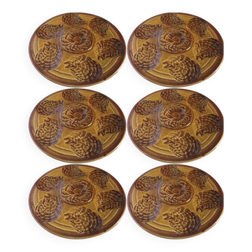 Lot de 6 assiettes à huîtres Sarreguemines