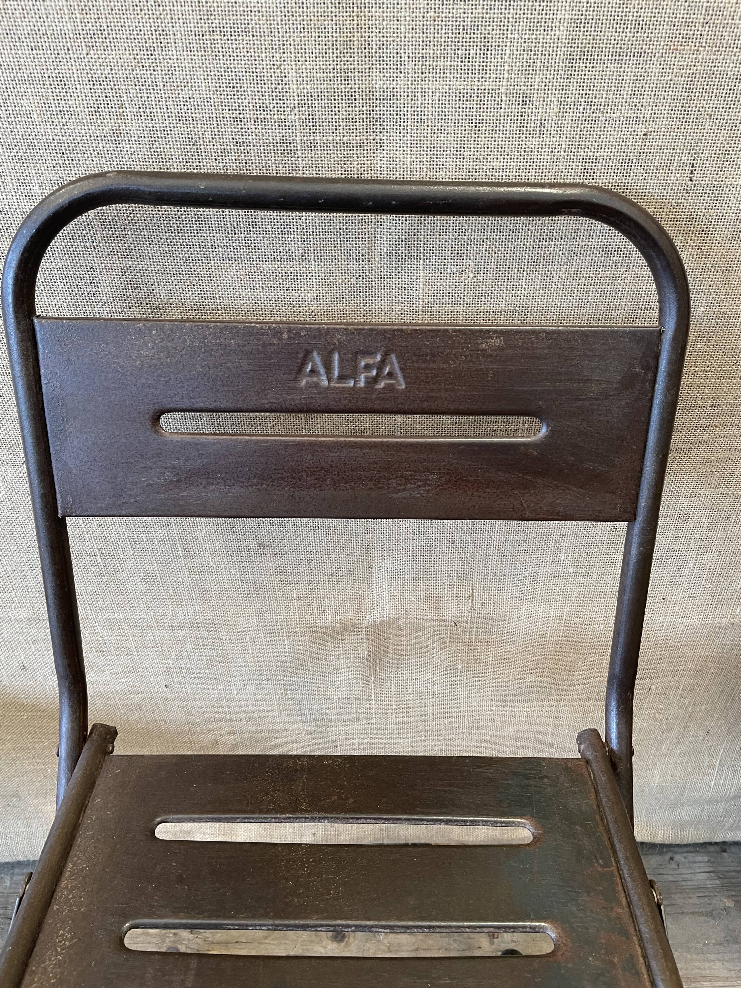 Folding industrial metal chair