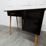 Baumann desk and its matching chair 1960 formica wood and black with green seat