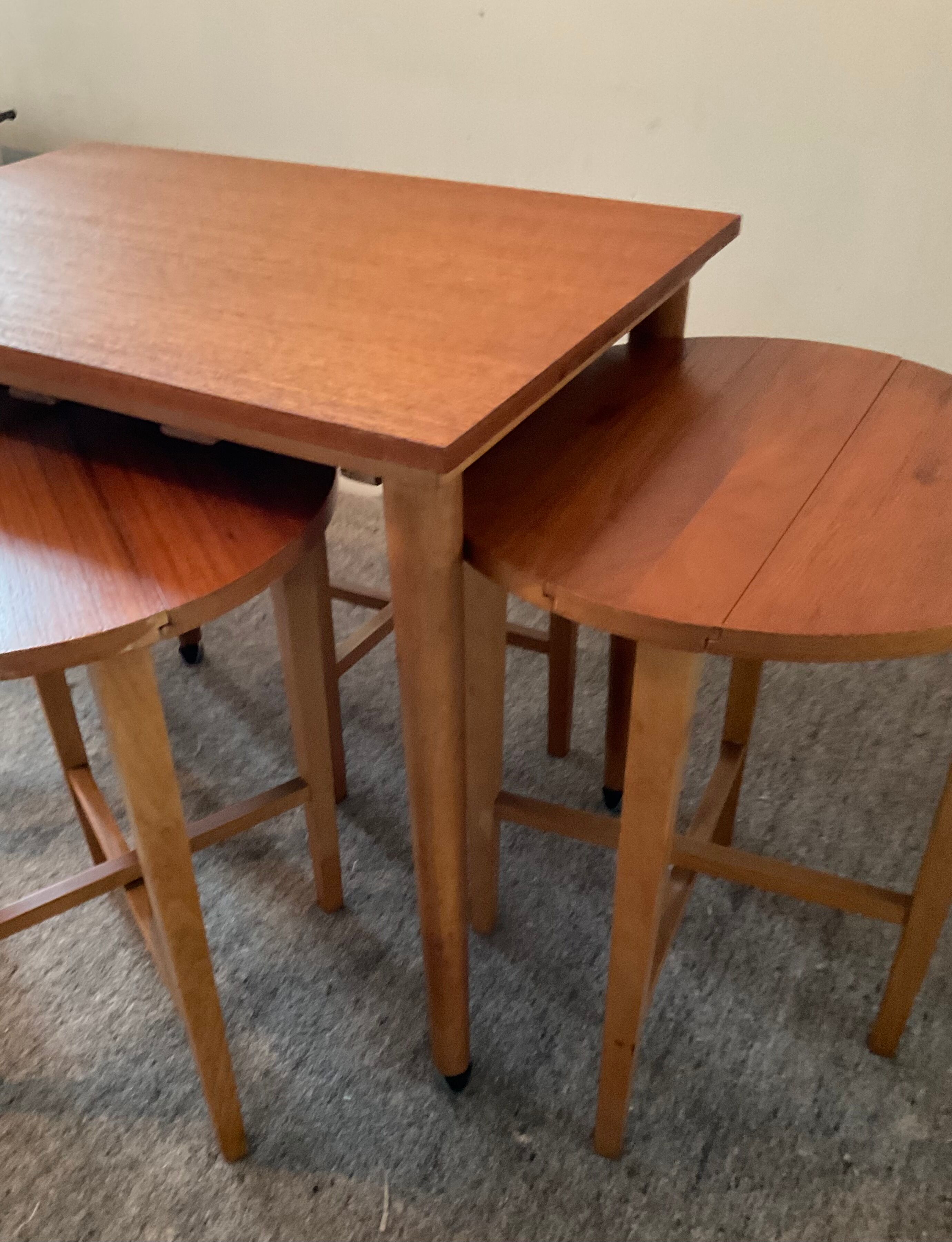Scandinavian set by Poul Hundevad table and 4 folding teak stools