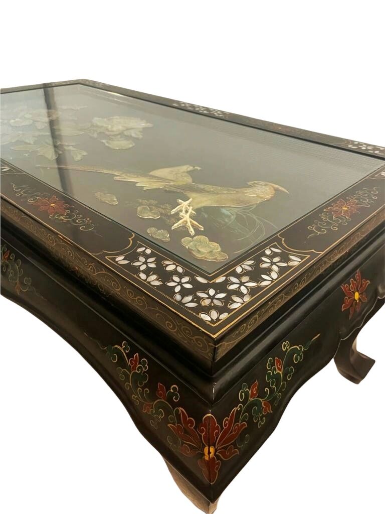 Chinese jade/mother-of-pearl coffee table