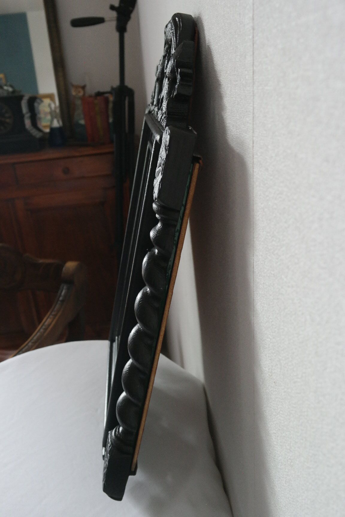 Mirror Louis XIII black wood 38 X 60