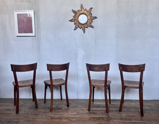Série de 4 chaises bistrot troquet parisien style baumann, fischel, kohn, lutherma
