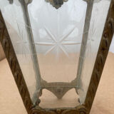 Paire de suspensions bronze et verre