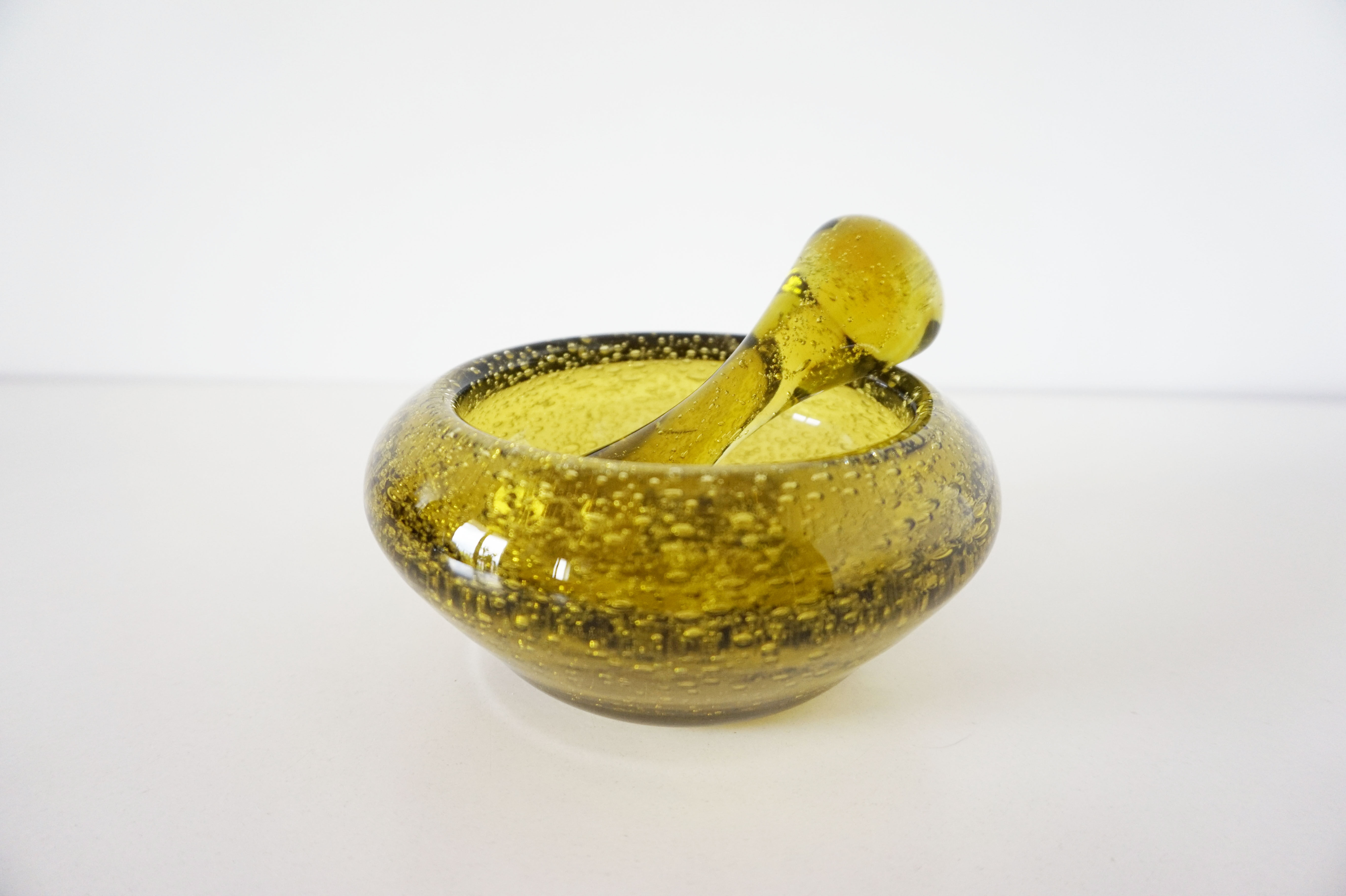 Green bubble glass ashtray 1960