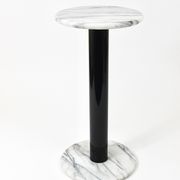 Postmodern pedestal table / plant stand in white Carrara marble, Italy, 1980s