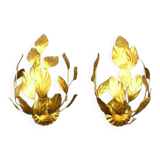 Pair of mourning sconces in gilded sheet metal