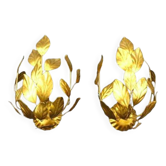 Pair of mourning sconces in gilded sheet metal