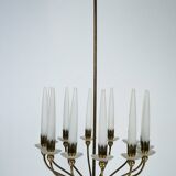 Rare Angelo Lelii for Arredoluce, 12-Lights Chandelier, Italy 1953