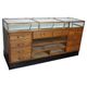 Counter or shop window in oak glass and brass France around 1920