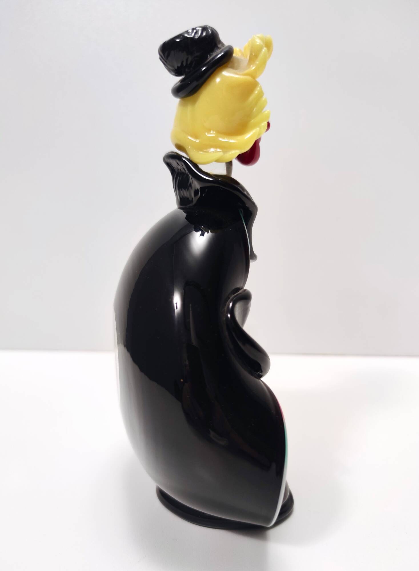 Black and Multicolored Murano Glass Clown Trinket Bowl / Ashtray, Italy