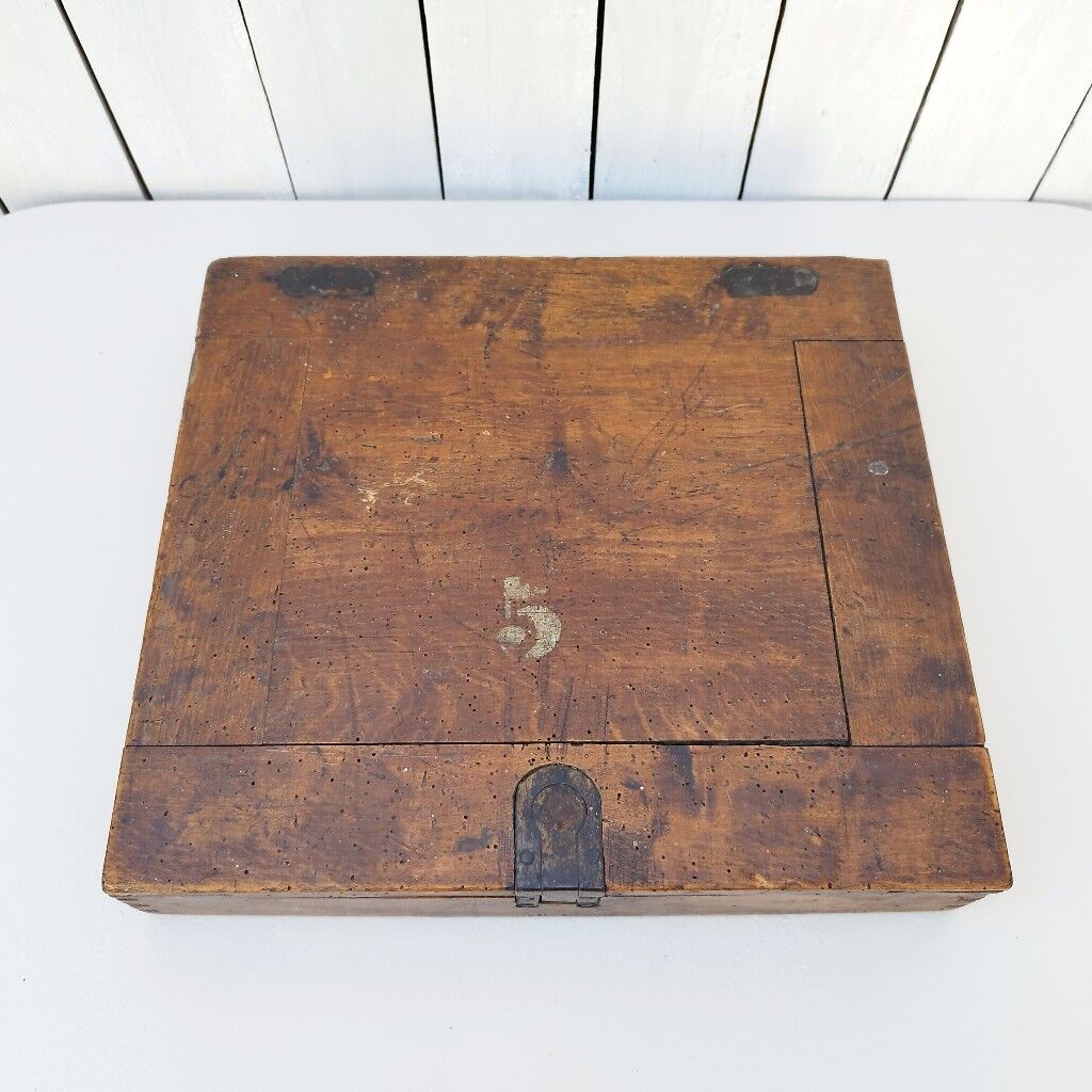 Large wooden box varnished vintage storage