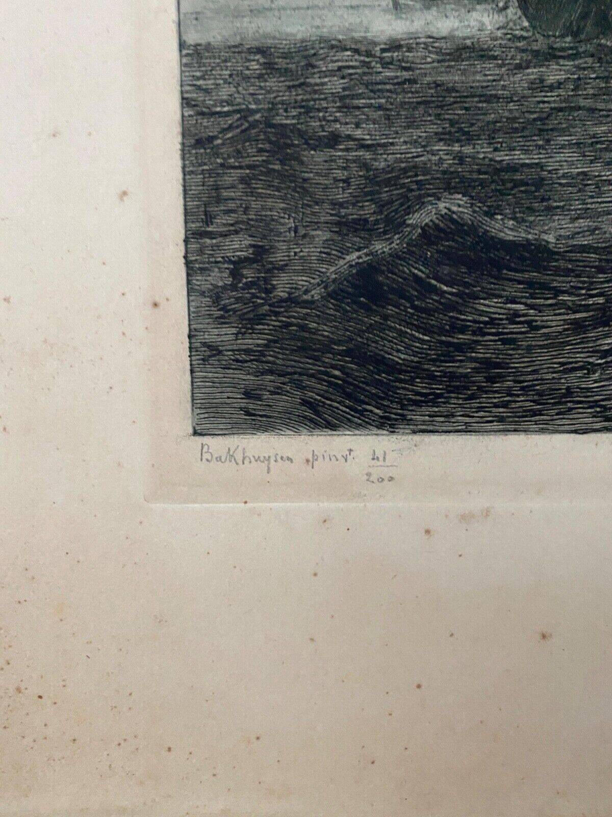 Engraving by René Pinard numbered 41/200 Backhuysen boats 1927