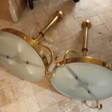 2 gold metal chandeliers