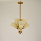 Chandelier Kamenický Šenov – Czechoslovakia, 1950s, brass and glass