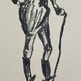 Signed charcoal portrait painting of a man “GENTLEMAN”