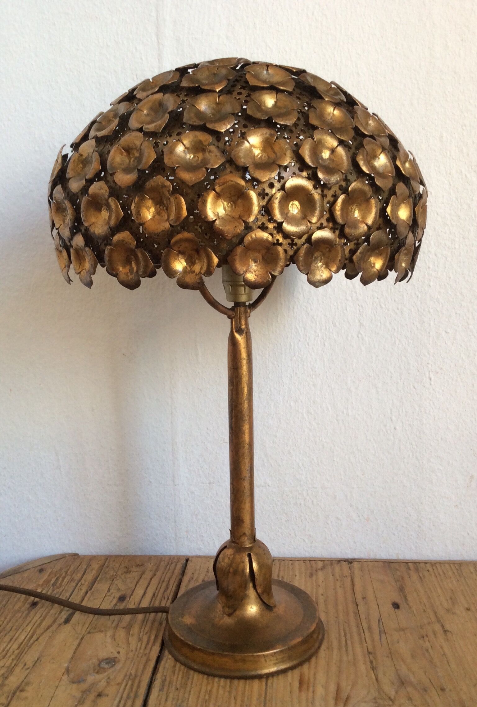 Golden metal lamp, 60s
